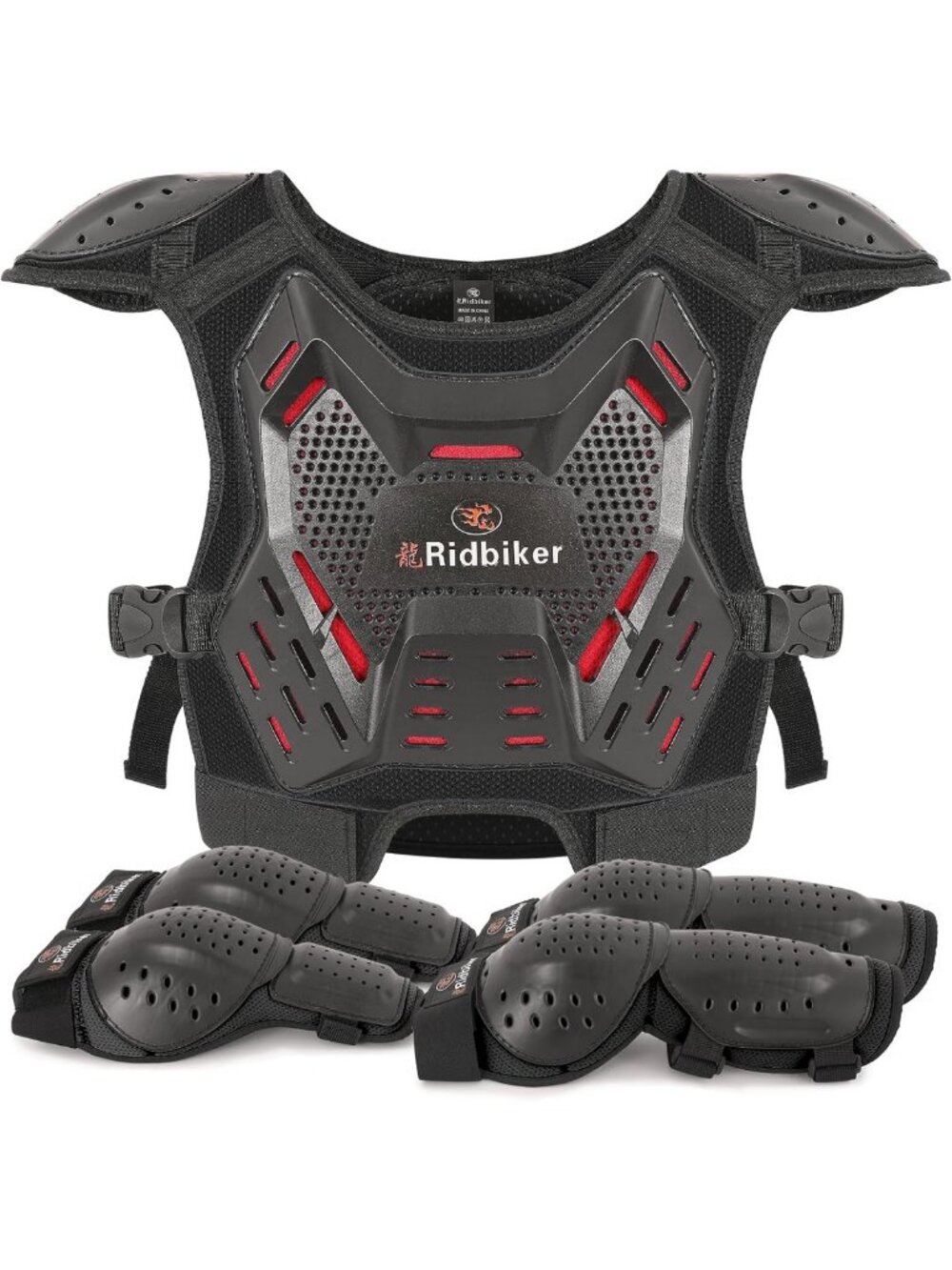 Kids Motocross Protective Gear Set - Chest Protector, Knee Guards & Elbow Pads